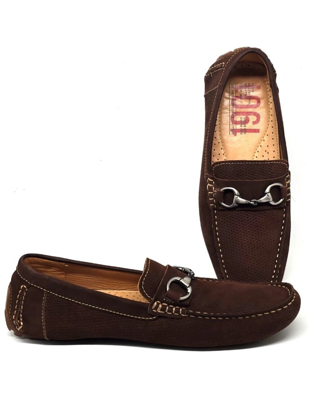 1901 Brown Suede Leather Marco Driving Loafer Shoes M15114 Men's Size 8.5M